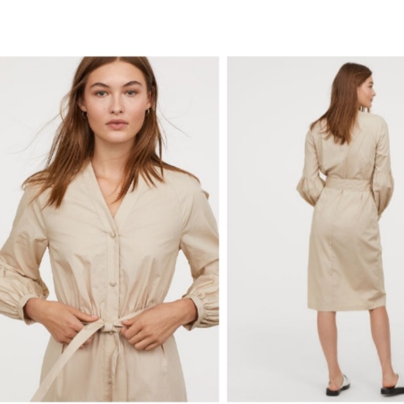 H&M Dresses & Skirts - H&M Women's Beige V-neck Shirt Dress